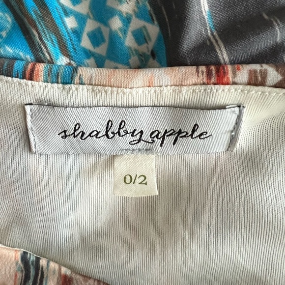 Shabby Apple Faux Wrap vertical striped dress women’s size 0/2 orange blue beige - Picture 3 of 3